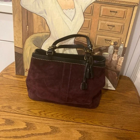 Vintage Coach Hampton Purple Suede Tassel Satchel - EUC E05S 7476 - Picture 2 of 12